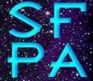 SFPA logo, the Science Fiction and Fantasy Poetry Association, in blue letters on a starry background