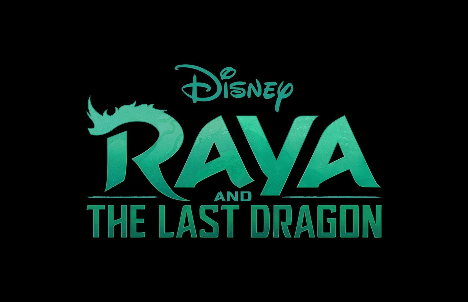 Disney Raya and the Last Dragon title logo in teal on black